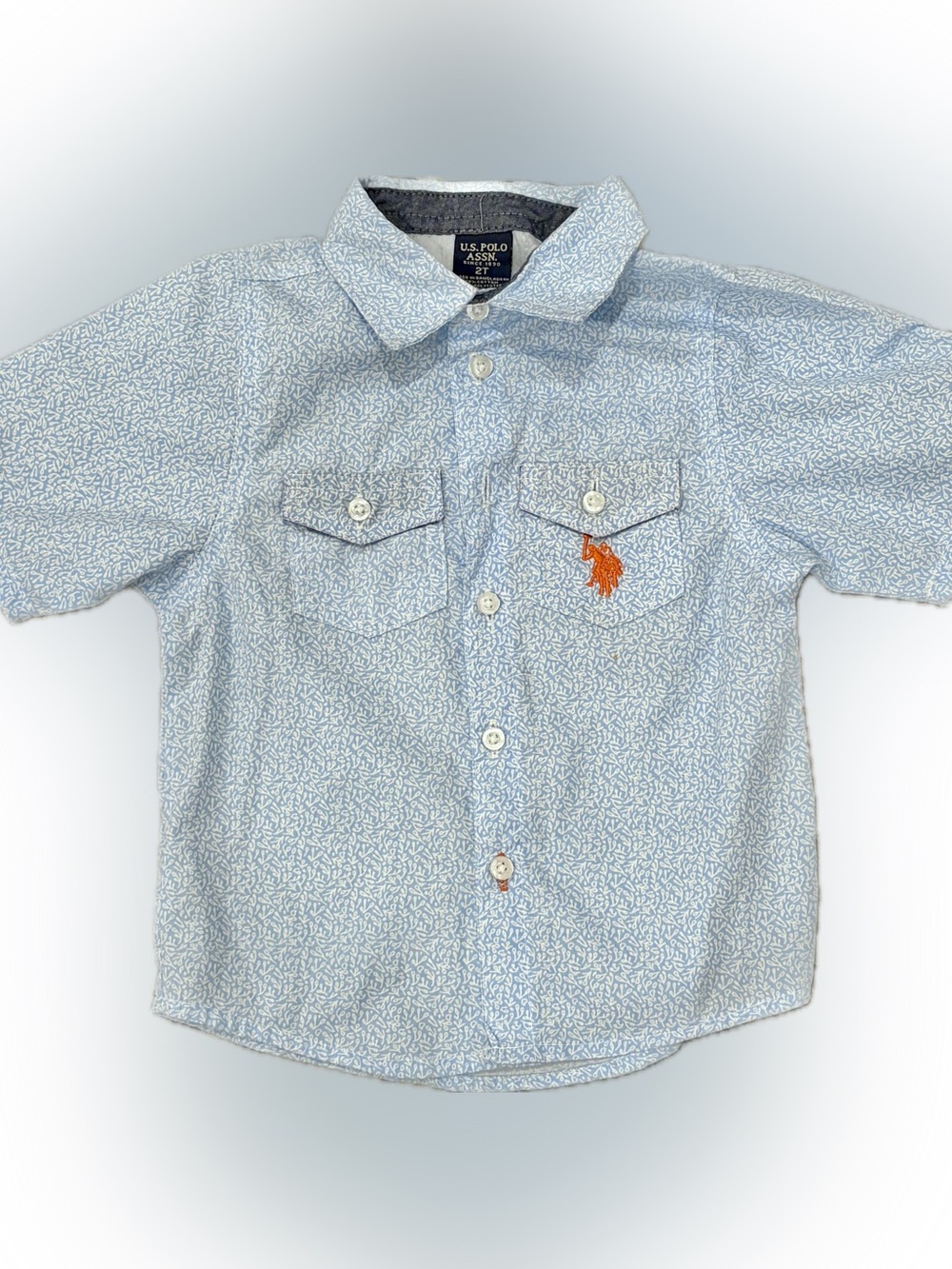 U.S. Polo Assn. Light Blue White Micro-Print Button-Up Shirt toddler boy 2T